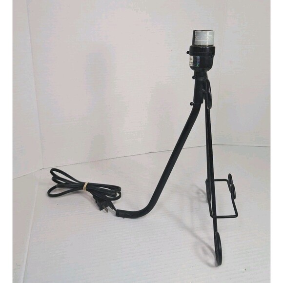 14" Black Wrought Iron Folding Lamp Display Stand Scroll Easel Holder Primitive - Picture 5 of 5